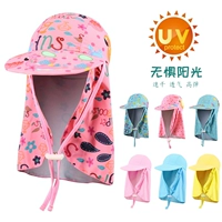 Мультяшный детский пляжный солнцезащитный крем, пляжная шапка, солнцезащитная шляпа, пряжка для плавания, плавательная шапочка, с защитой шеи, УФ-защита