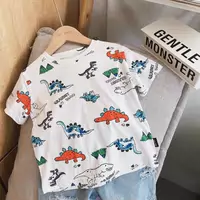 Детский мультяшный летний динозавр, детская футболка для мальчиков, короткий рукав, детская одежда, сезон 2021, в корейском стиле, новая коллекция