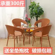 Ban công giải trí kết hợp bàn ghế Wicker Ghế trà ba mảnh Bàn ghế nội thất Khu vực nghỉ ngơi Khu vườn đơn giản Vườn trà giả - Bàn ghế ngoài trời / sân