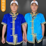 Mùa hè Mông Cổ Một nửa tay áo Nam Mông Cổ Dịch vụ nhà hàng Nhân viên Trang phục Mông Cổ Mới Trang phục Mông Cổ ngắn - Trang phục dân tộc