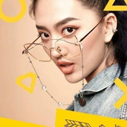 Kính hip-hop nữ 2017 mới sóng cá tính thời trang kính đa giác gọng kính với chuỗi đeo kính râm
