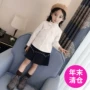 Áo ấm cho bé gái dày bé trai áo sơ mi trắng phiên bản Hàn Quốc 2018 quần áo trẻ em mùa đông trẻ em cộng với áo sơ mi nhung nữ áo sơ mi bé trai mùa đông