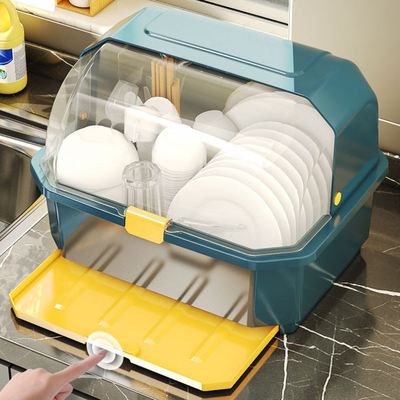 装碗筷收纳盒厨房家用带盖杯架碗碟置物架塑料碗柜碗箱碗架可沥水