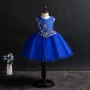 Cô gái váy xanh bồng bềnh màu xanh biển Học sinh mẫu giáo Váy trình diễn tốt nghiệp Váy phồng - Váy trẻ em đầm cho bé