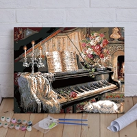 Цифровая мультяшная масляная краска, цифровое украшение для гостиной, пианино, «сделай сам», ручная роспись, котенок