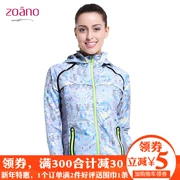 Zoano Zona Mùa thu và mùa đông mới chạy bộ quần áo thể thao nữ áo gió thể thao thời trang ấm áp in áo khoác thể dục