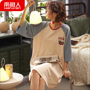 南极人睡裙女夏季纯棉短袖春秋冬少女韩版学生睡衣女夏薄款连衣裙