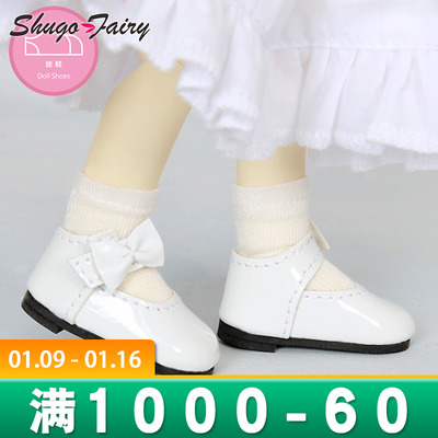 taobao agent Spot fashion dignified bow princess leather shoes 6 points BJD SD baby shoes cute doll PU leather flat bottom