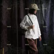 19 thương hiệu Han Chao mua bán thêu retro cổ áo lanh nguyên chất áo sơ mi dài tay áo sơ mi nữ 24 trang phục dân tộc - Trang phục dân tộc