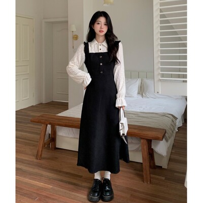 taobao agent Fitted set, brace, lace dress, long skirt, plus size, Chanel style, long sleeve, mid-length, maxi length
