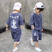 Quần áo trẻ em mùa hè 2019 cotton mới và vải lanh ngắn tay mùa hè trẻ em trẻ em lớn trẻ em phong cách Trung Quốc - Phù hợp với trẻ em