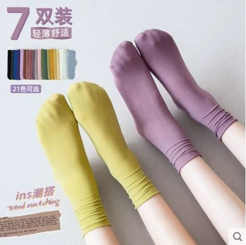 Tide, летние ультратонкие тонкие носки, цветные хлопковые гольфы, средней длины, популярно в интернете