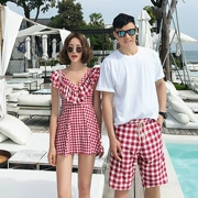 Cặp đôi áo tắm 2019 mới phù hợp với bãi biển Hàn Quốc kỳ nghỉ tuần trăng mật áo tắm nam và nữ những người yêu thích spa - Vài đồ bơi