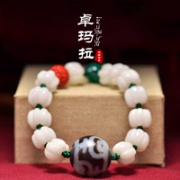 Zhuo Mara Tianzhu Legend Tibet Tibetan Lotus Heart Daolo рука рука, загрязняющие настоящие девять глаз dzi шарики старое ожерелье агата