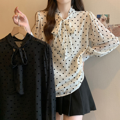 taobao agent Shiffon autumn bra top, plus size, long sleeve, 2023 collection, city style, fitted