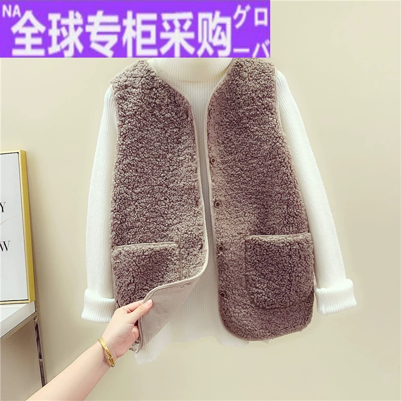 Nhật Bản mua áo ghi lê lông cừu sang trọng cho phụ nữ ưa nhìn mùa thu đông mùa thu áo mới không tay vest vest sinh viên - Áo vest