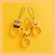 Winnie the Pooh hoạt hình silicone vòng nhỏ treo mặt dây điện thoại di động phổ quát chống rơi dễ thương nữ trang sức táo Pikachu - Nhẫn