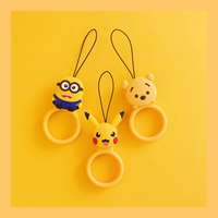 Winnie the Pooh hoạt hình silicone vòng nhỏ treo mặt dây điện thoại di động phổ quát chống rơi dễ thương nữ trang sức táo Pikachu - Nhẫn nhẫn bạc đôi