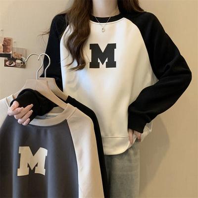 taobao agent Retro autumn sweatshirt, top, plus size, American style, 2023 collection, fitted
