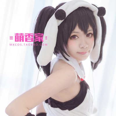 taobao agent Mengxiangjia Love Live! Wig Yazawa Nicole fake hair sideburns asymmetrical black cosplay wig