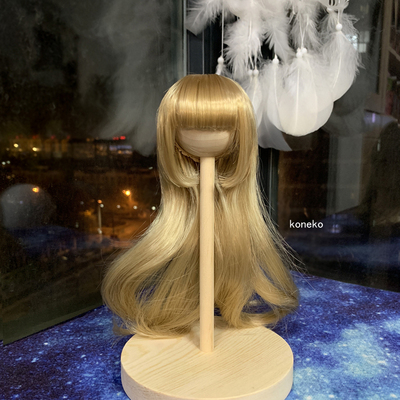 taobao agent [Free shipping] BJD wig milk tea color brown brown Qi bangs slightly rolled jellyfish head
