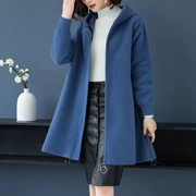 Áo khoác giả da nữ dài phần cá tính thời trang thu đông mùa đông Hàn Quốc phiên bản nhẹ nhàng của phụ nữ trưởng thành - Trung bình và dài Coat