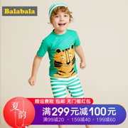 Balla Balla Children Áo tắm cho bé trai Set Big Boy Boy Teen Chia tay áo tắm ngắn Mũ bơi nam - Đồ bơi trẻ em