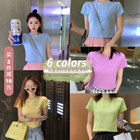Многоцветная базовая цветная футболка, топ, популярно в интернете, оверсайз