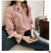 2019 đầu xuân mới của phụ nữ phiên bản Hàn Quốc của áo sơ mi sọc BF lỏng nữ dài tay áo sơ mi đáy áo mỏng - Áo sơ mi dài tay
