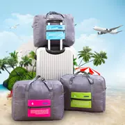 Phiên bản tiếng Hàn của túi du lịch gấp polyester không thấm nước lưu trữ quần áo túi lưu trữ dung lượng lớn túi hành lý túi máy bay - Túi du lịch