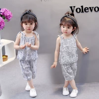 Bộ dây đeo cotton cho bé sơ sinh 0 đến 5 tuổi hè 1 quần áo trẻ em nhỏ 2 bé gái 3 bé 4 cotton và vải lanh hai bộ mới - Phù hợp với trẻ em quan ao tre em mua he