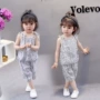 Bộ dây đeo cotton cho bé sơ sinh 0 đến 5 tuổi hè 1 quần áo trẻ em nhỏ 2 bé gái 3 bé 4 cotton và vải lanh hai bộ mới - Phù hợp với trẻ em quan ao tre em mua he