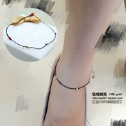Hàn Quốc chính hãng phổ biến vòng chân vàng 10K Thời trang dây nhỏ màu đen nhỏ vòng chân vàng đính cườm - Vòng chân