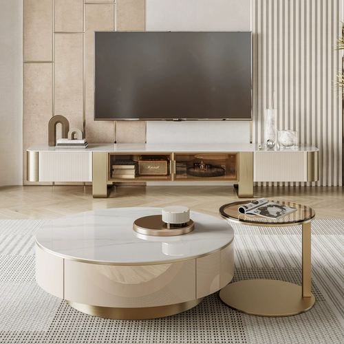 Легкая роскошная яркая световая тарелка Размер Круглый журнальный столик Группа телевизионный шкаф небольшая квартира гостиная