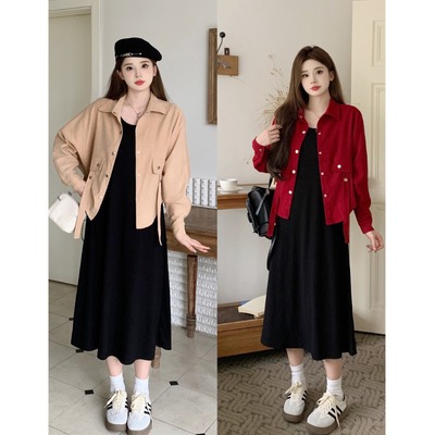 taobao agent Set, jacket, universal dress, plus size, Chanel style, autumn, long sleeve, fitted