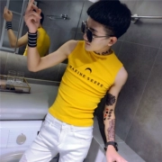 B104-P25 đặc biệt mùa hè xã hội anh chàng tinh thần triều Slim áo ghi lê áo thêu áo lót màu vàng - Lót