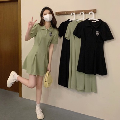 taobao agent Summer dress, plus size, polo collar, A-line