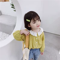 Áo sơ mi nữ mùa xuân 2019 mới cổ áo búp bê trắng sóng nhỏ bé gái ngoại quốc áo dài tay bé - Áo sơ mi thời trang bé trai