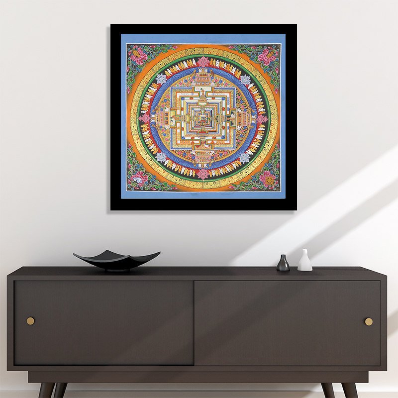 西藏手绘唐卡瑜伽馆墙面装饰民俗酒店装修走廊书房挂画坛城中号