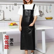Áo khoác da Hàn Quốc PU tạp dề không thấm nước và không thấm nước bếp nấu áo choàng logo nam và nữ eo đen dài - Áo vest