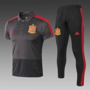 Mới 18-19 đội Tây Ban Nha POLO áo sơ mi ve áo áo ngắn tay áo phông màu xám đậm đào tạo phù hợp với quần tây nam - Áo polo thể thao