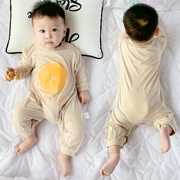 Modal Pyjama Baby Children Quần áo Xiêm Boy Baby Summer Out Out Thin điều hòa không khí phù hợp với mùa hè dài tay áo - Áo liền quần