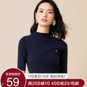 [59 nhân dân tệ] Áo len cổ lọ 5 điểm mới của Shangdu Bila 2018 nữ đáy quần áo len mỏng cổ cao màu rắn
