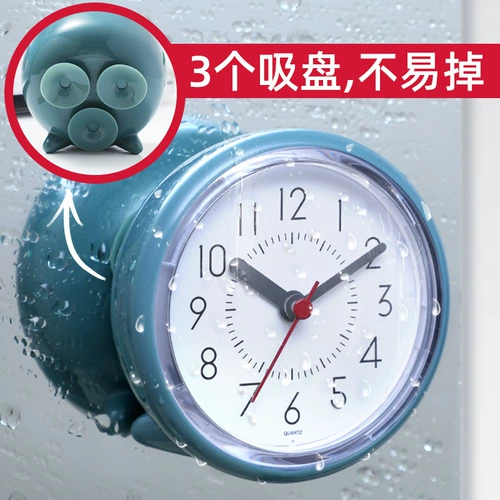 Водонепроницаемая чашка всасывания простота, творческие тихие висящие часы для ванной комнаты кухня влага -защищенные анти -ффо -всасывающие чашки