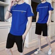 Bộ đồ nam mùa hè 2019 xu hướng mới Hàn Quốc quần áo mùa hè đẹp trai một bộ áo thun nam ngắn tay - Bộ đồ