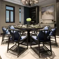 Новый китайский обеденный стол и стул Комбинированный стол, восемь стульев, современный классический домашний круглый стол в отеле столы и стулья