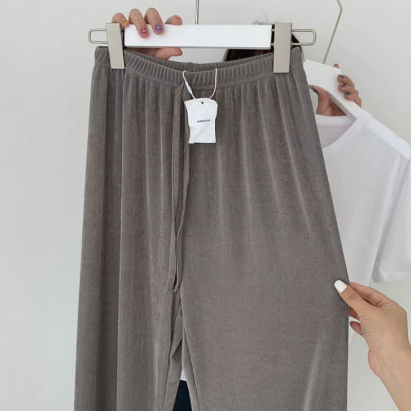 Hàn Quốc BOITY mùa xuân và mùa hè đơn giản mát mẻ băng lụa quần ở nhà phụ nữ quần pyjama mỏng rộng rãi quần âu có thể mặc bên ngoài - Quần tây
