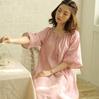 Bộ đồ ngủ retro Nhật Bản phụ nữ mùa hè váy ngủ cotton mỏng tay áo rộng kích thước lớn tay áo ngắn phần dài váy nhà - Đêm đầm váy ngủ đẹp