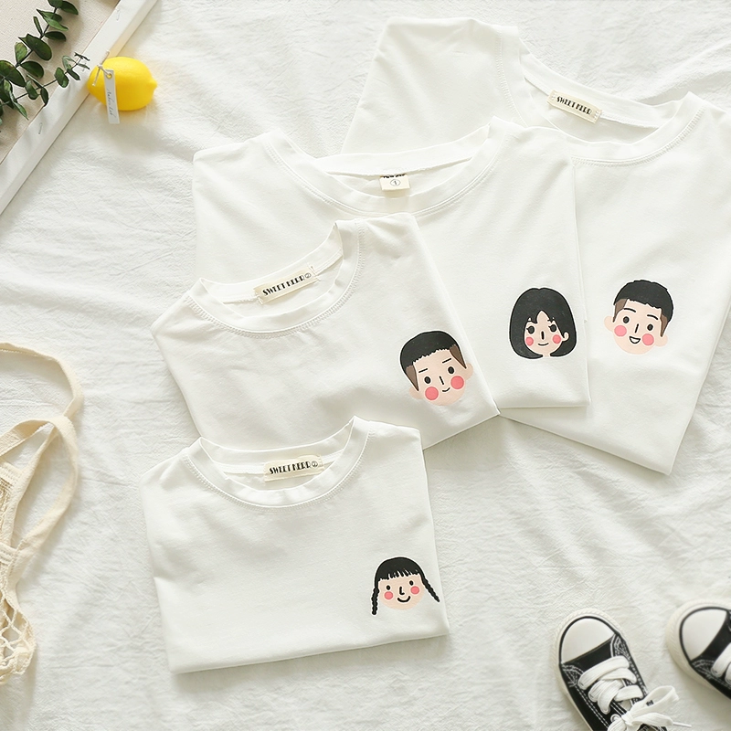 Áo thun ngắn tay cho bé-con hè hè 2020 gia đình mới gồm ba chiếc áo thun mẹ-con bốn mảnh cotton gia đình - Trang phục dành cho cha mẹ và con