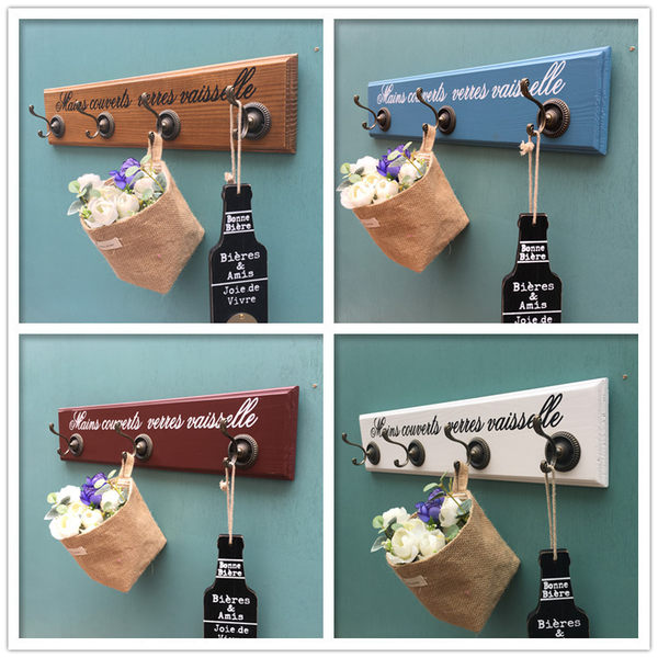 Бесплатная доставка zakka ретро творческий дерево сделать старый декоративный подключить одежда Магазин проверить стену верх весить одежду крючок ряд крюков